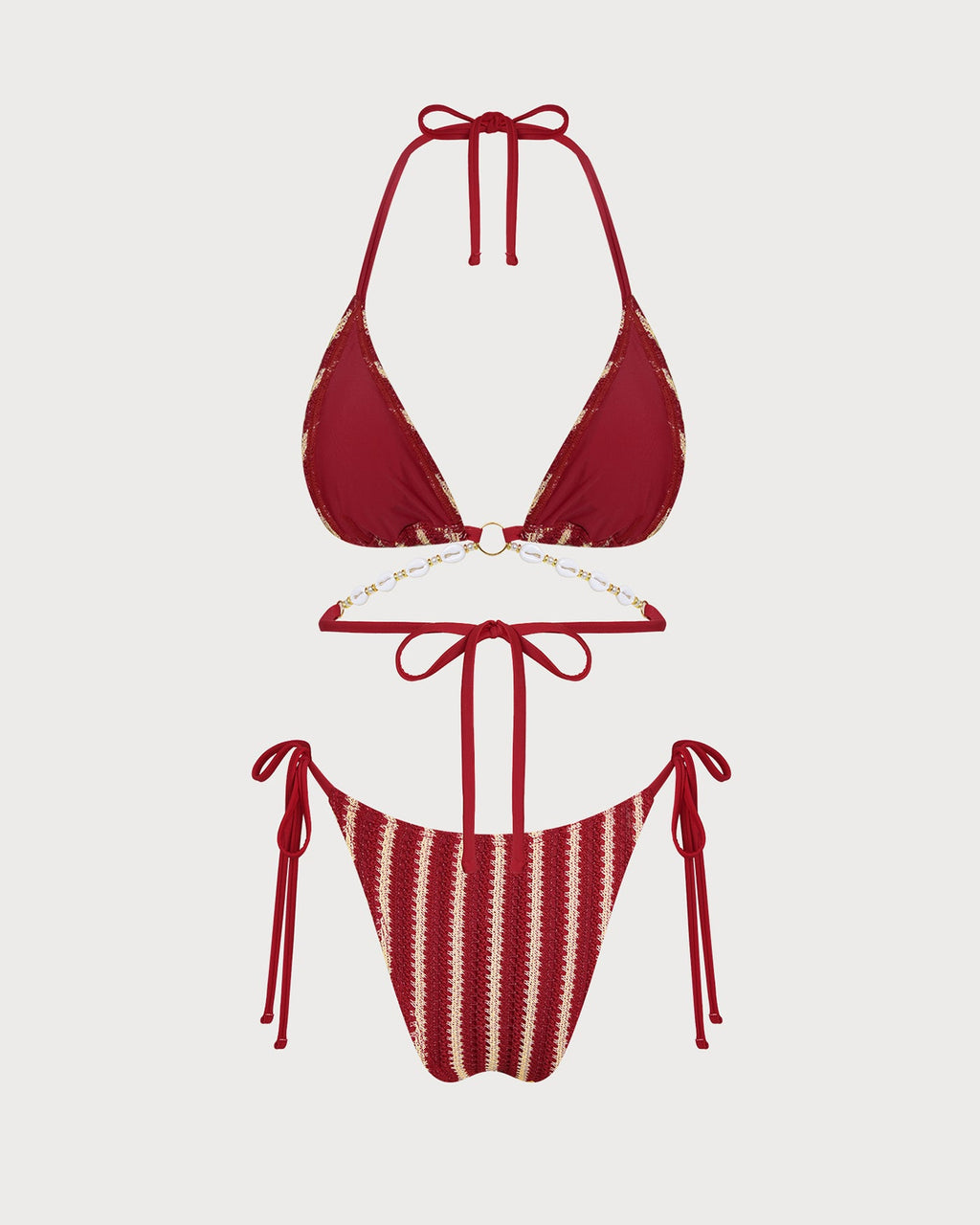 Contrasting Bikini Set with Red O-Ring Detail