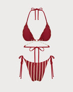 Contrasting Bikini Set with Red O-Ring Detail