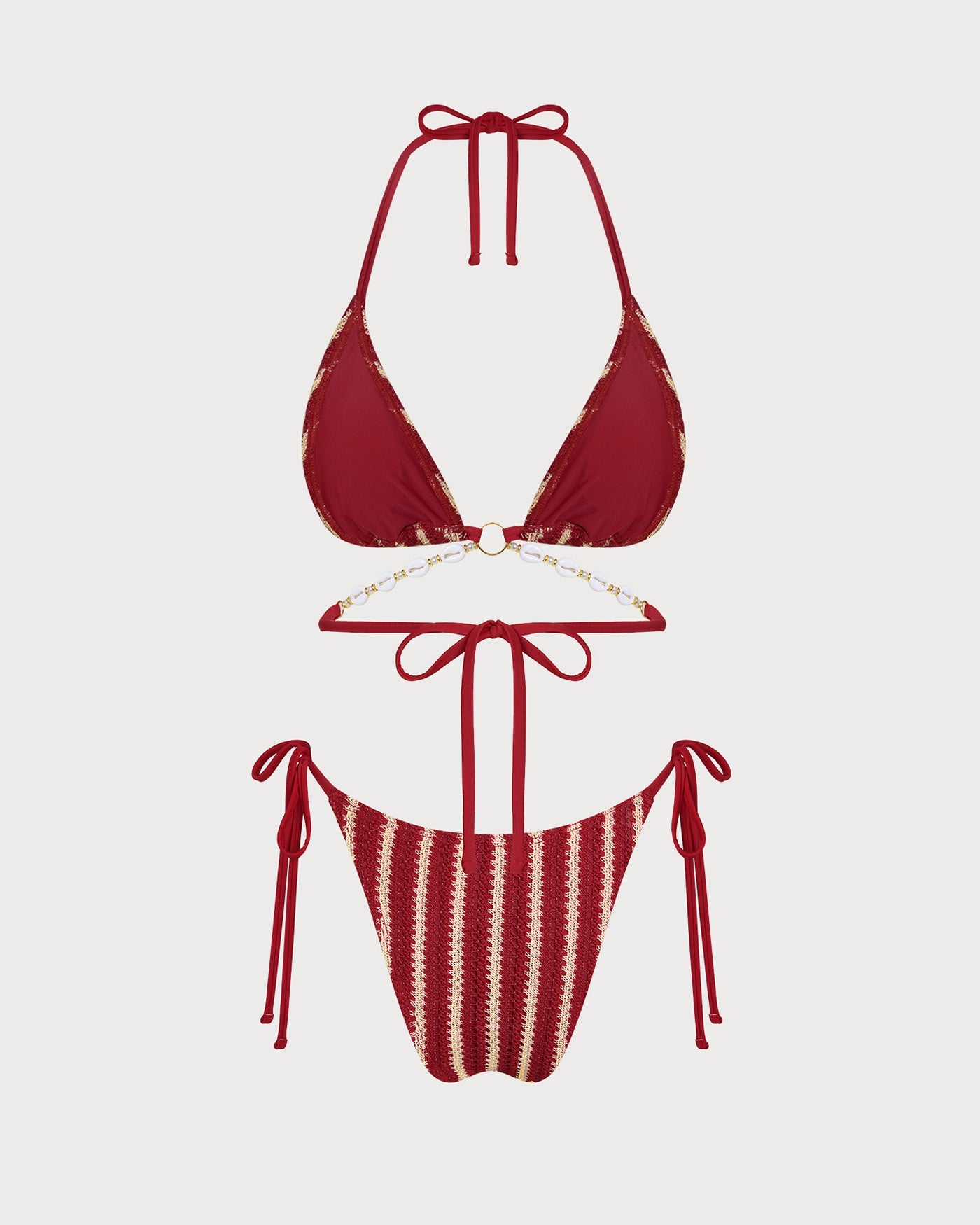 Contrasting Bikini Set with Red O-Ring Detail