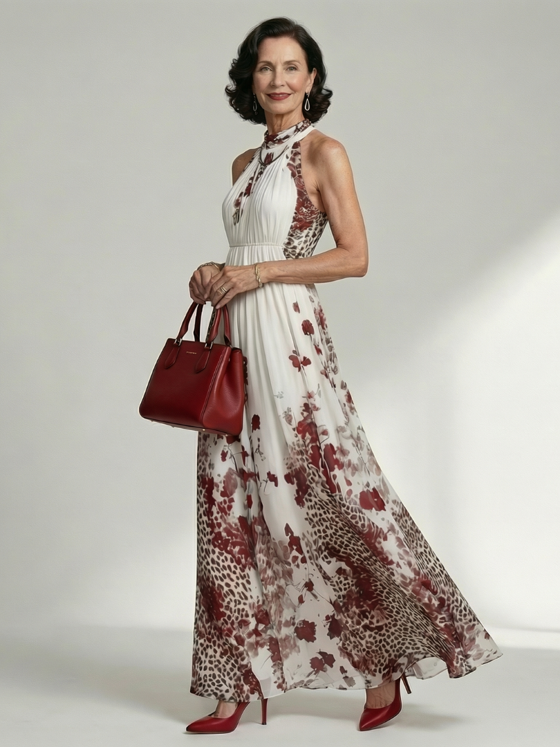Orlune | Falten Maxi-Kleid in Weiß