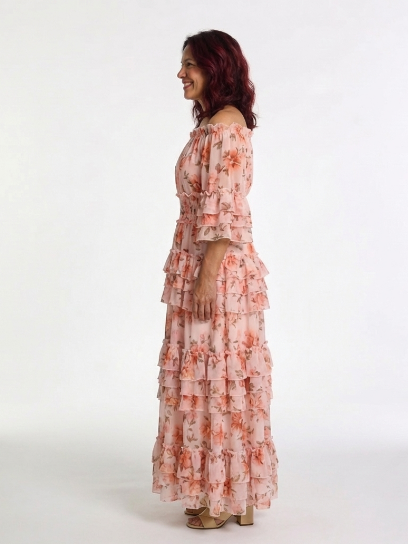 Rosalie | Floraler Rüschen-Maxikleid
