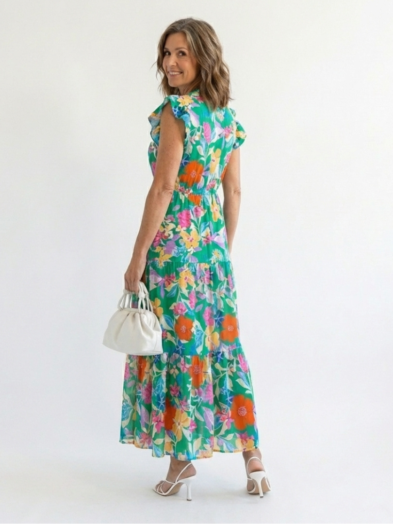 Lila | Elegantes Blumenkleid Midi