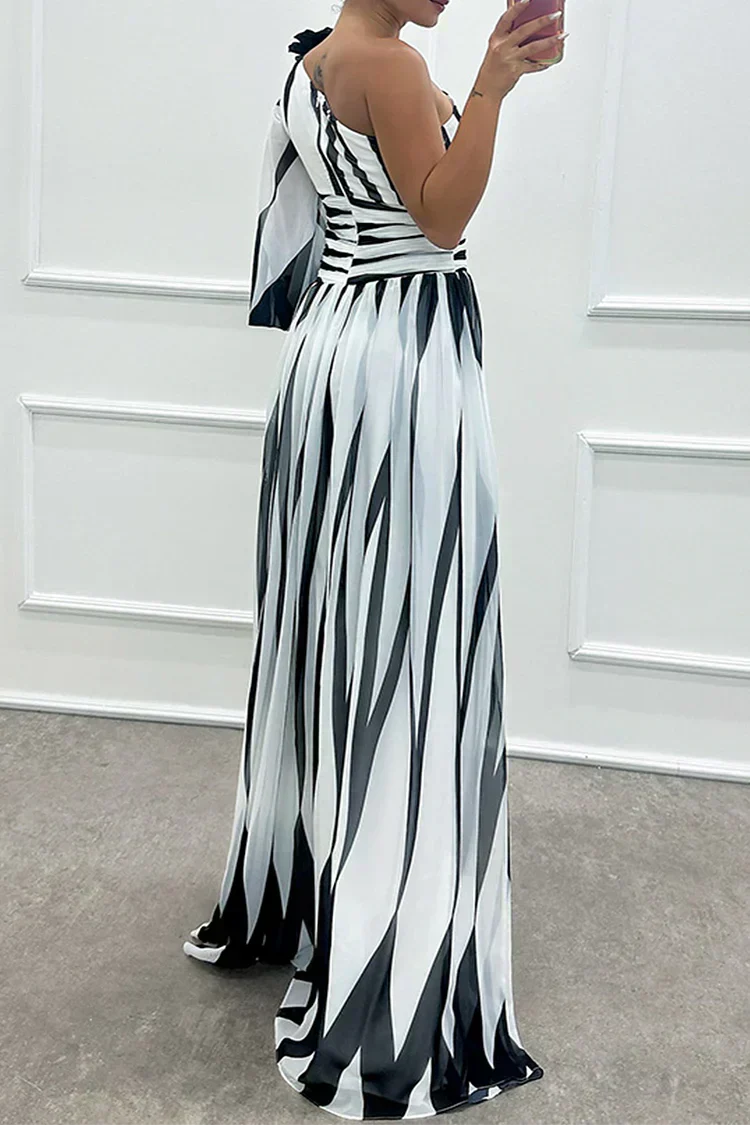 Shiloh - Elegantes Maxikleid mit Streifen und einem Schulterträger