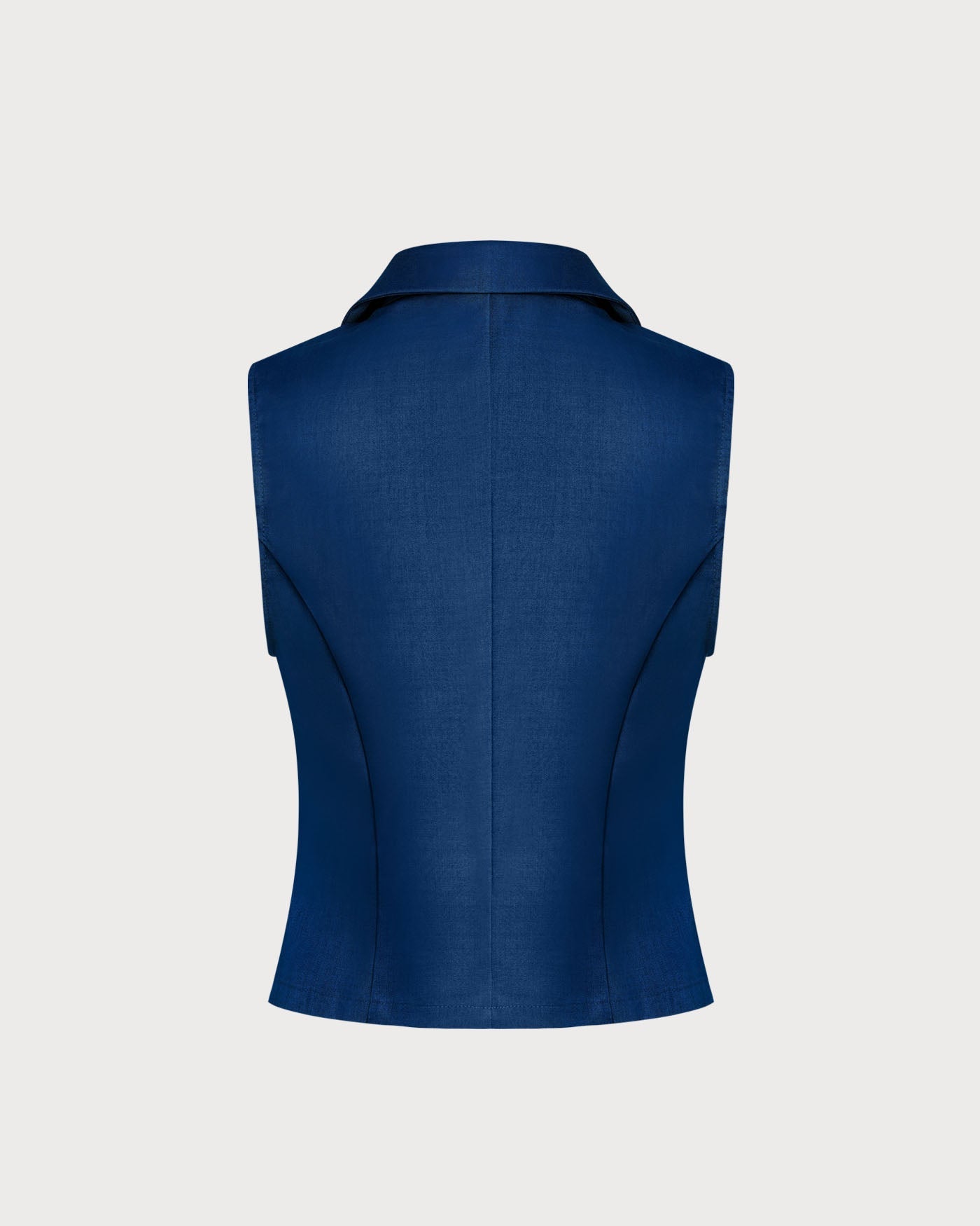 Blue Single-Breasted Collared Vest