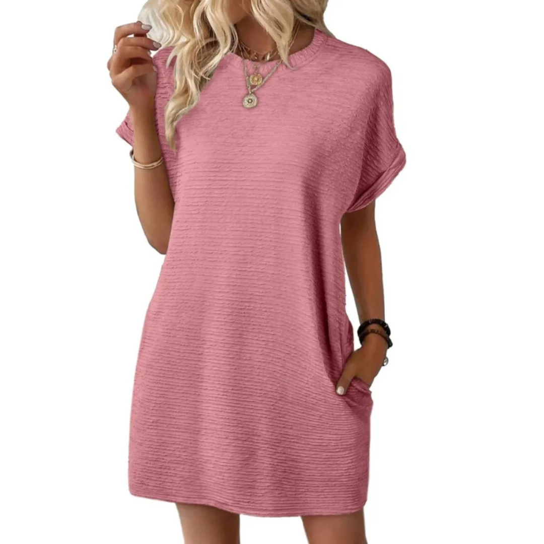 EVASHA™ – Lässiges Minimalistisches Sommerkleid mit Rundhalsausschnitt