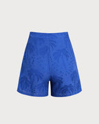Embroidered Cotton Shorts in Blue