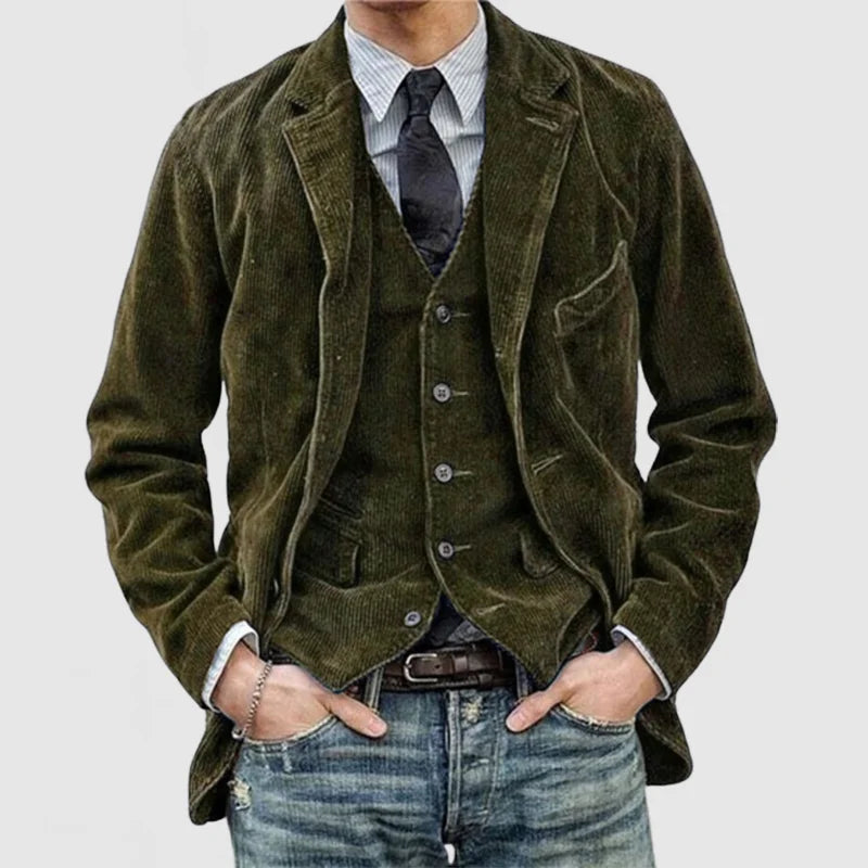 Vintage Corduroy Blazer mit Weste für Herren