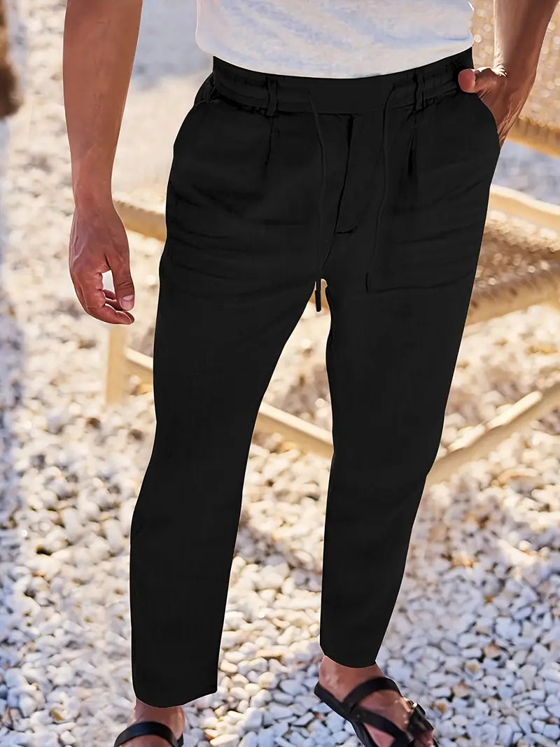 NICHOLS | WEITE LEINENHOSE MIT KORDEL