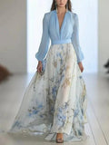 Madeleine | Atemberaubendes Maxikleid mit floralem Print und V-Ausschnitt