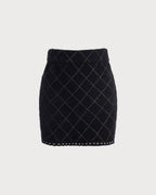 Argyle Cardigan and Mini Skirt Ensemble