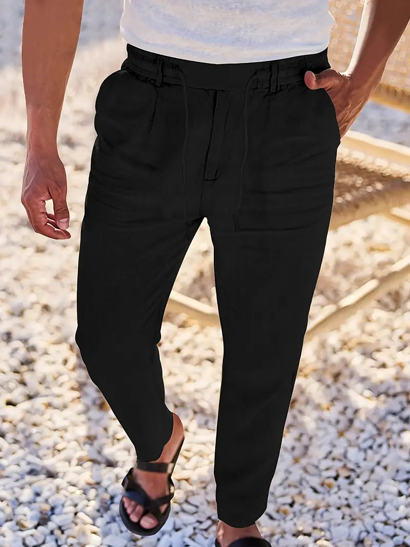 NICHOLS | WEITE LEINENHOSE MIT KORDEL