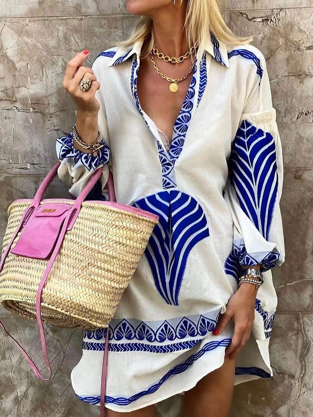 Flore | Tropischer Look Einfach Einzigartiger Druck Urlaub Mini Kleid