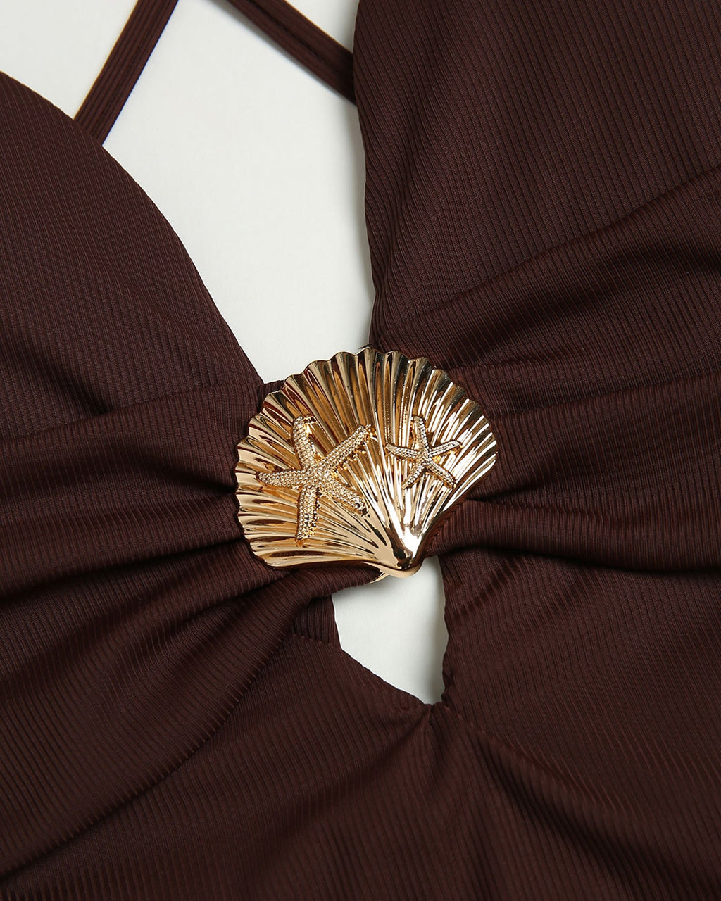 Brown Cut-Out One-Piece Swimsuit