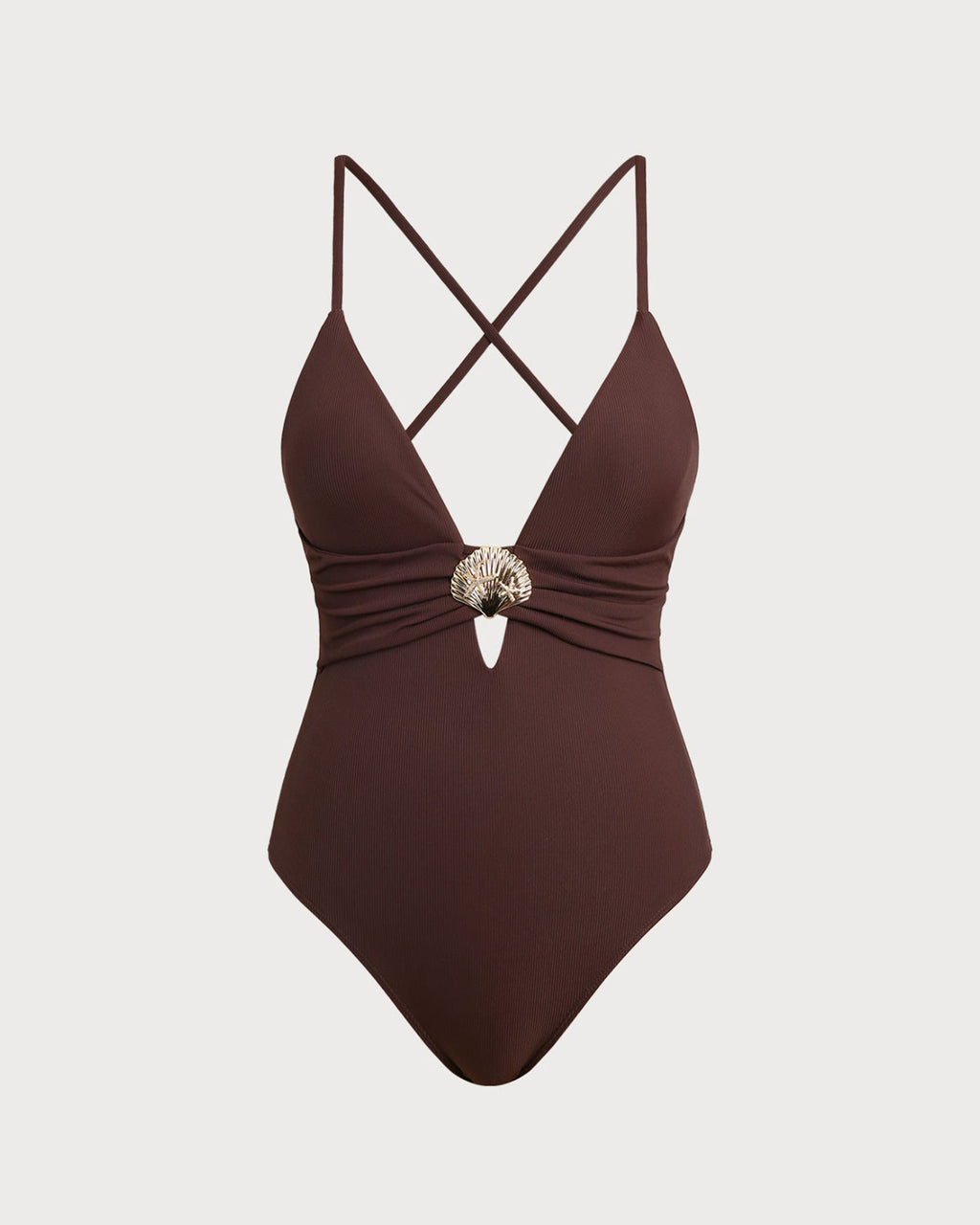 Brown Cut-Out One-Piece Swimsuit