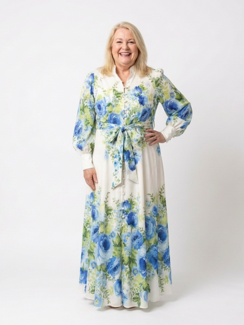 Harper | Knopf-Front Floral Maxi