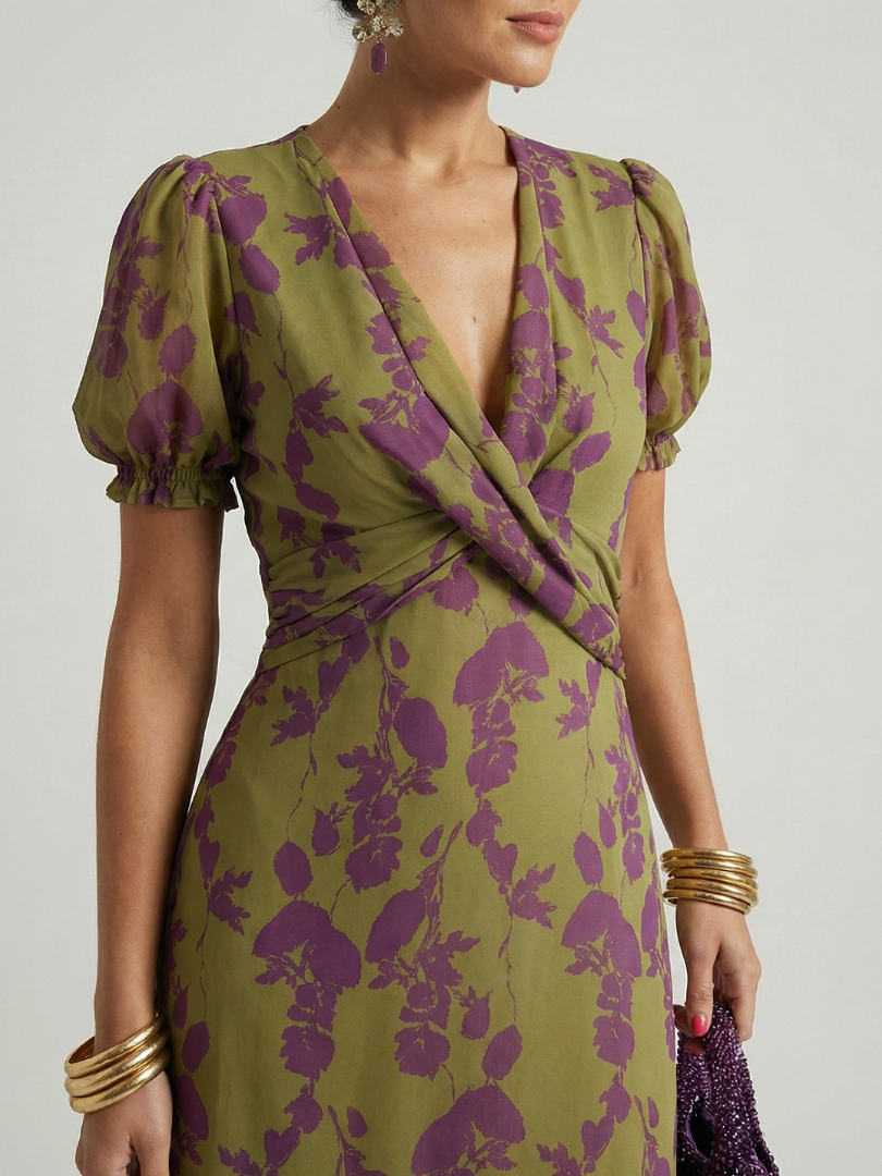 Virel | Entspanntes Blumenkleid in Midi-Länge