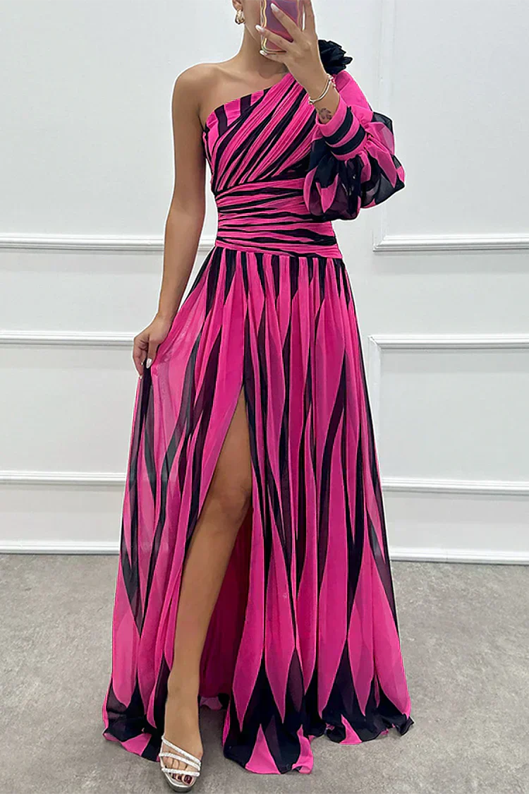 Shiloh - Elegantes Maxikleid mit Streifen und einem Schulterträger