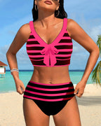 Laluna® | Gestreifter Bikini mit hoher Taille