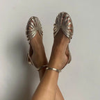 FLACHE GEWEBTE SANDALEN