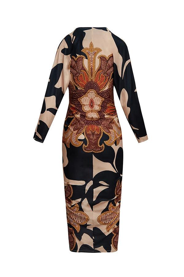 Eva | Sun Escape Einzigartiges Print Dolman Midi Kleid