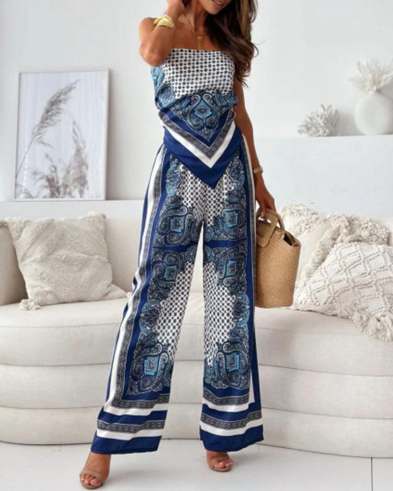 Helen | Urlaub bereit stilvolles Schnür-Top & Hose Zweiteiler Set Kleid