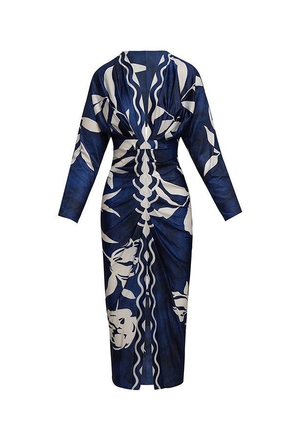 Eva | Sun Escape Einzigartiges Print Dolman Midi Kleid