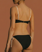 Black Bralette Bikini Set with Contrasting Details