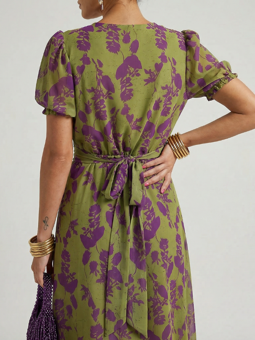Virel | Entspanntes Blumenkleid in Midi-Länge