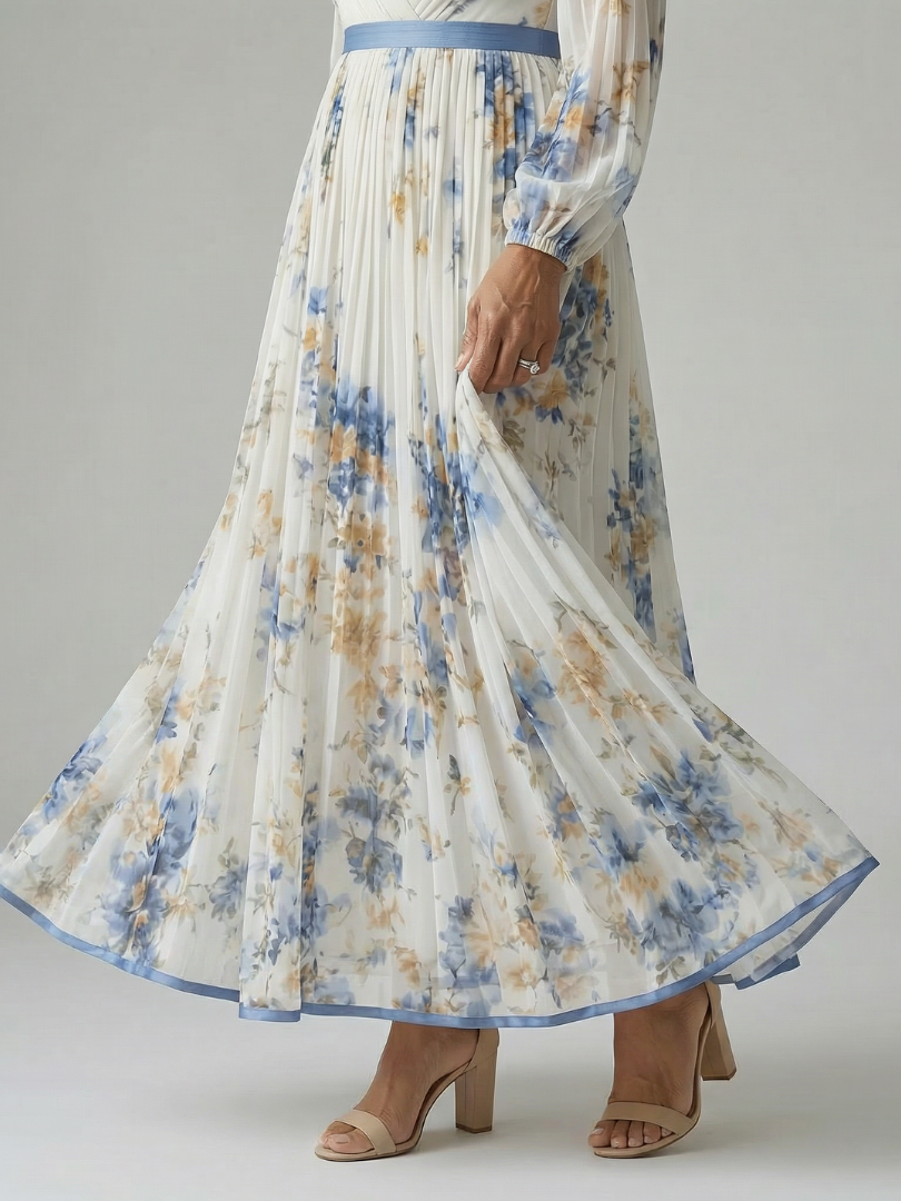 Rielle | Plissiertes Wickel-Midikleid