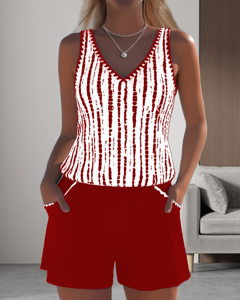 Mia | Bedruckter V-Ausschnitt Zweiteiler