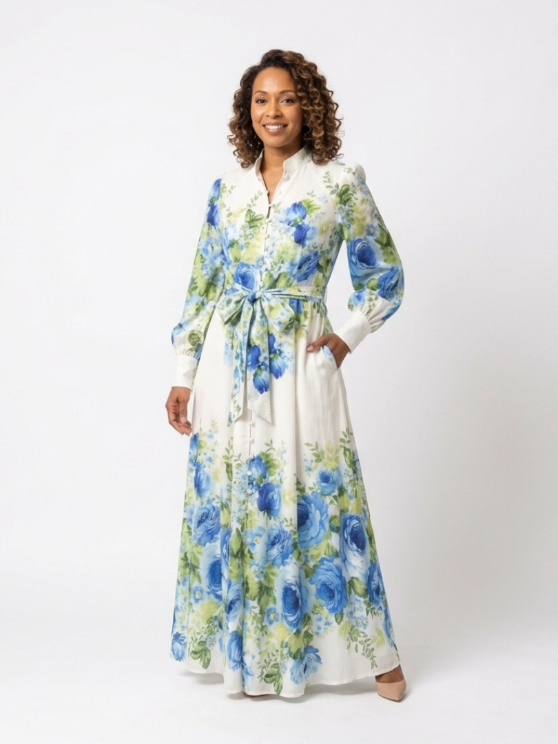 Harper | Knopf-Front Floral Maxi