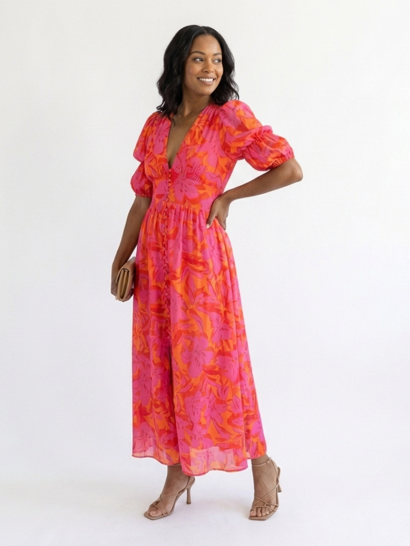 Willow | Puff Sleeve Floral Midi