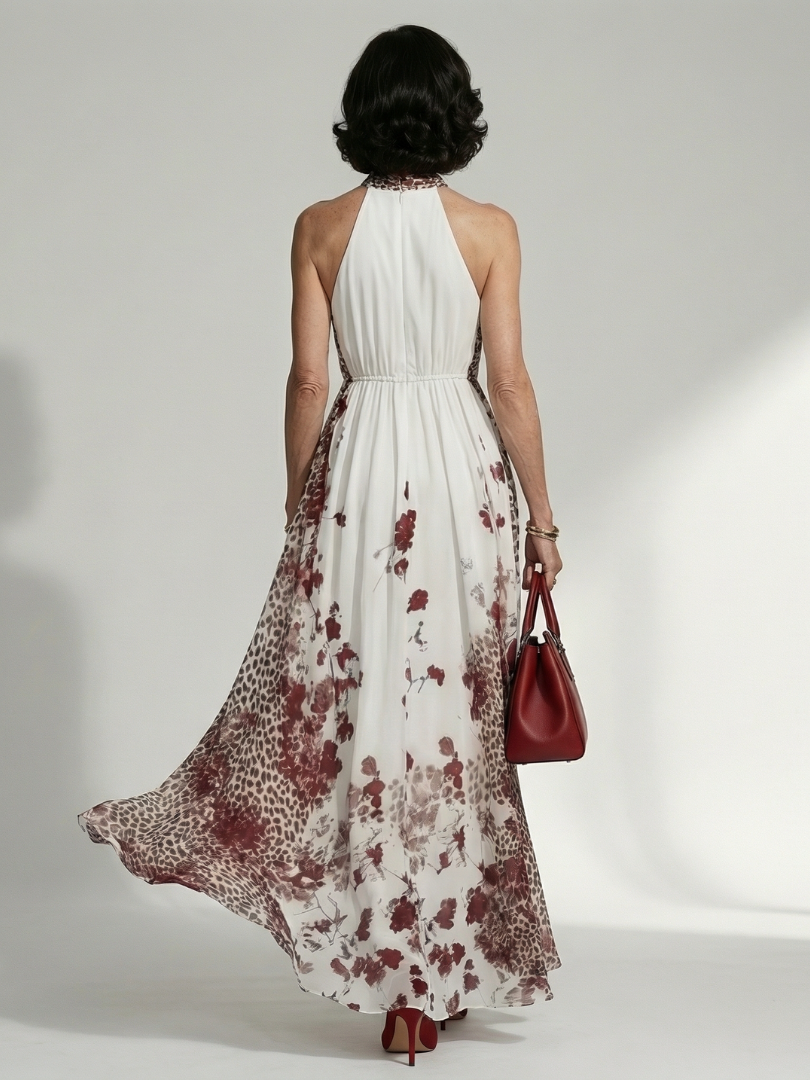 Orlune | Falten Maxi-Kleid in Weiß