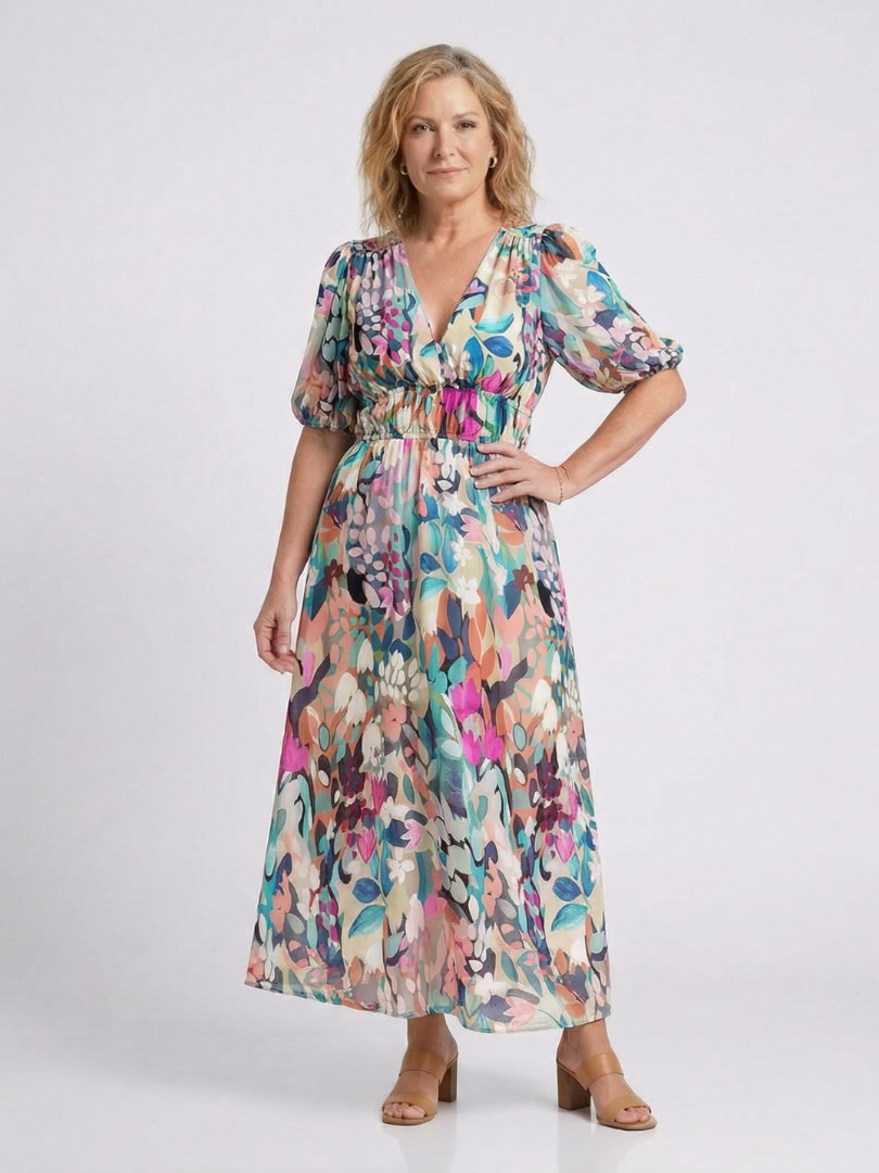 Eulalie | Blumen Midi-Kleid