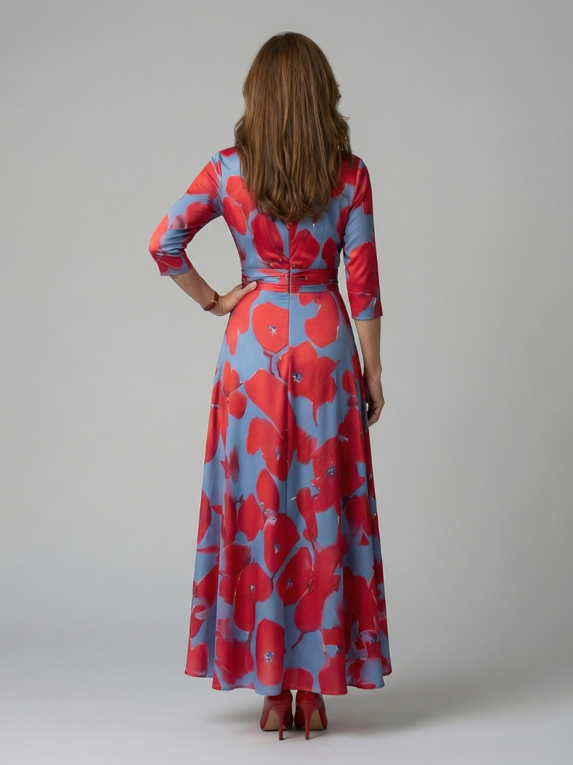 Celine | Midi-Kleid mit Kreuzwickel-Ausschnitt