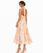 Aurora – Kleid mit Halterneck und Aquarelldruck