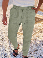 NICHOLS | WEITE LEINENHOSE MIT KORDEL