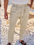 NICHOLS | WEITE LEINENHOSE MIT KORDEL
