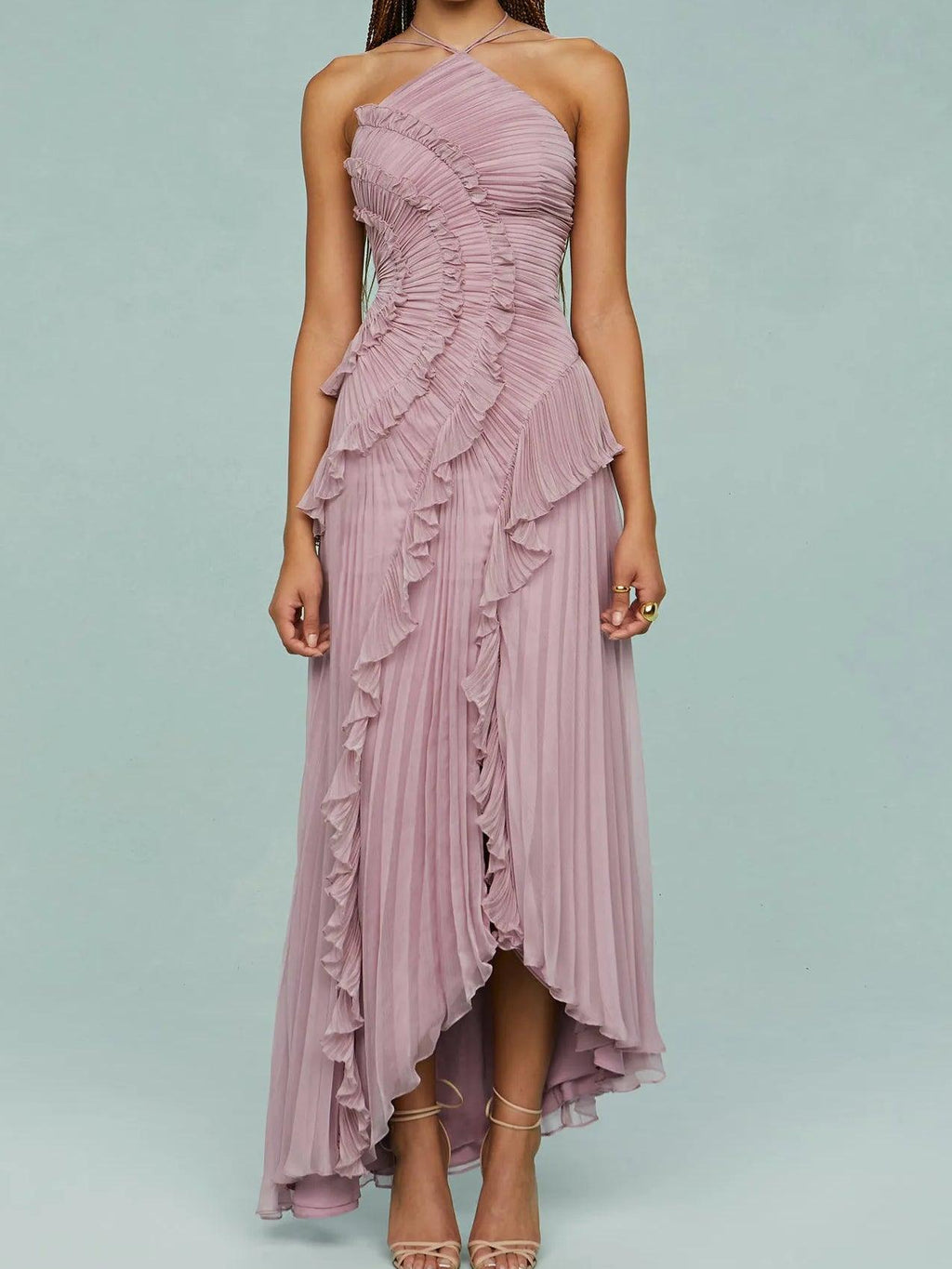 Ruth | Plissiertes Trägerkleid mit Schlitzen