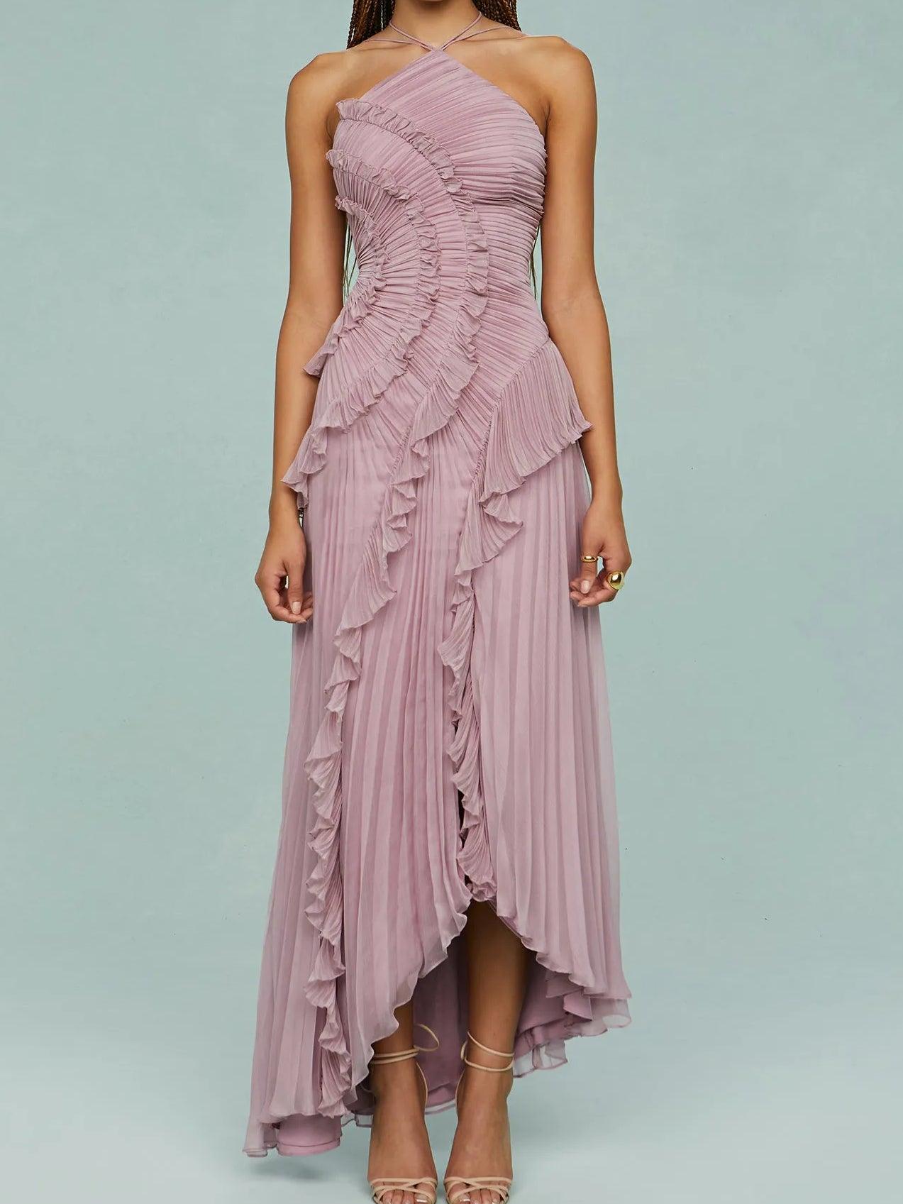 Ruth | Plissiertes Trägerkleid mit Schlitzen