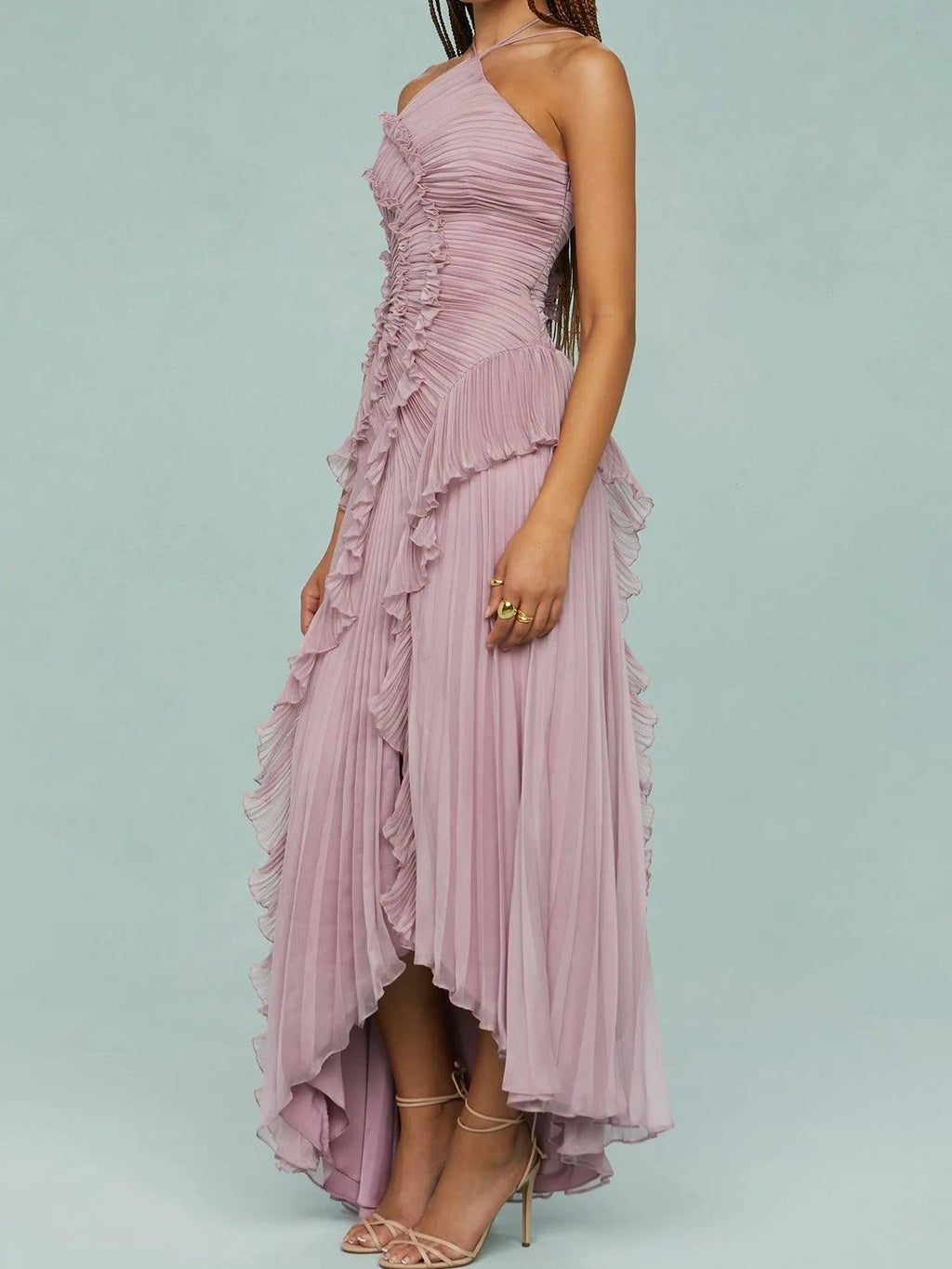 Ruth | Plissiertes Trägerkleid mit Schlitzen