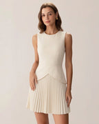 Apricot Skater Mini Dress with Round Neck