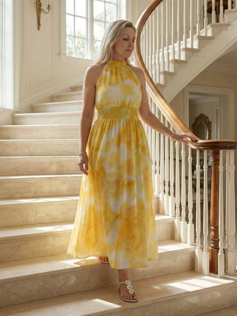 Sylin | Gathered Halter Midi Kleid
