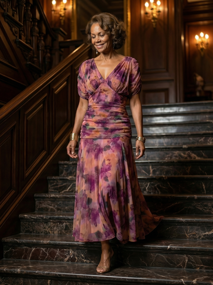 Calen | Off Shoulder Flow Midi Kleid