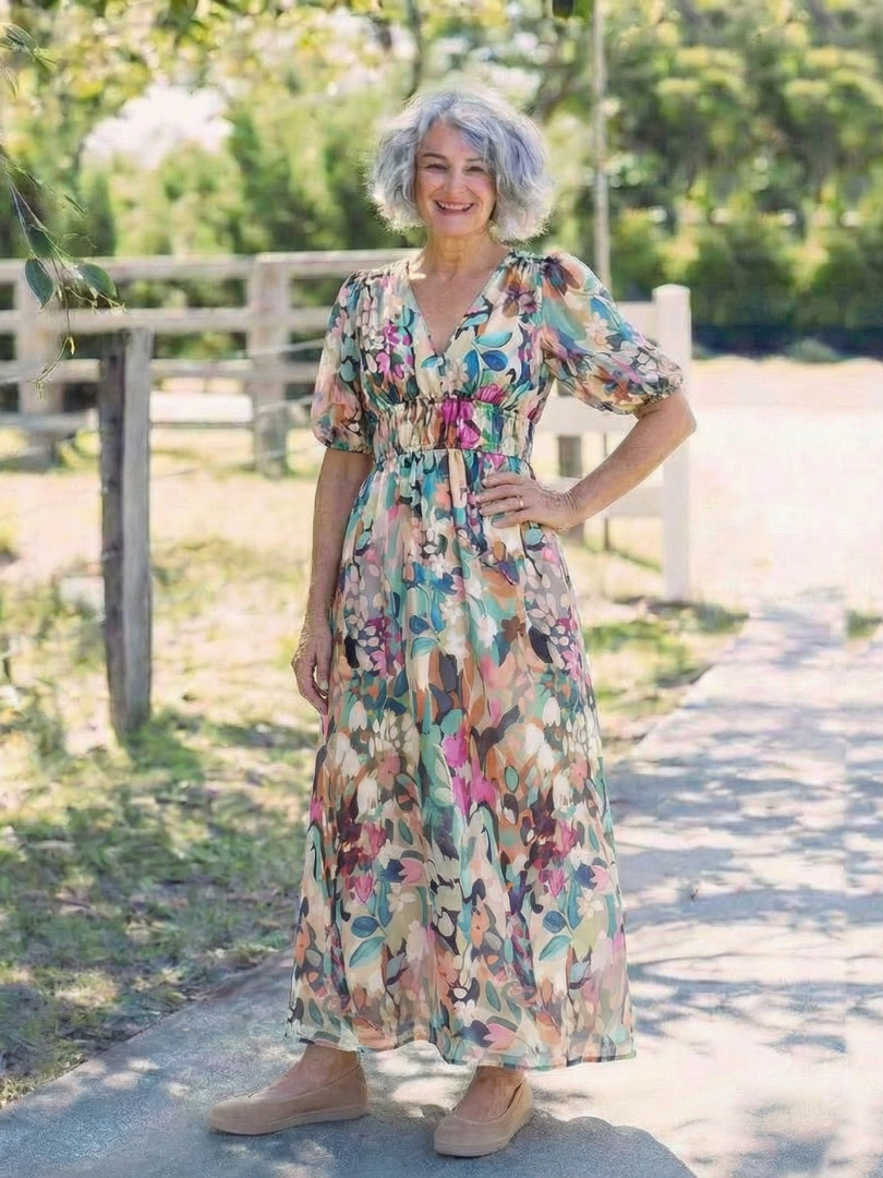 Eulalie | Blumen Midi-Kleid