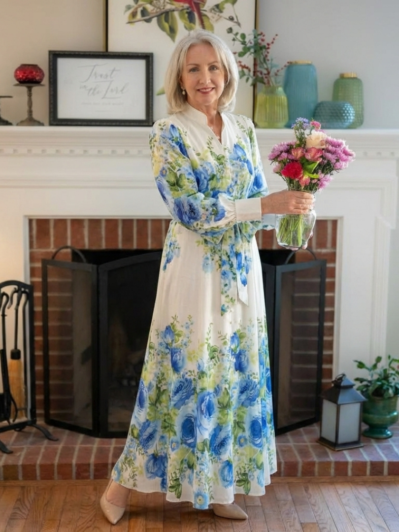 Harper | Knopf-Front Floral Maxi