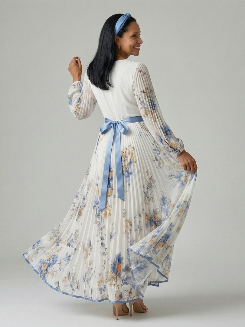 Rielle | Plissiertes Wickel-Midikleid