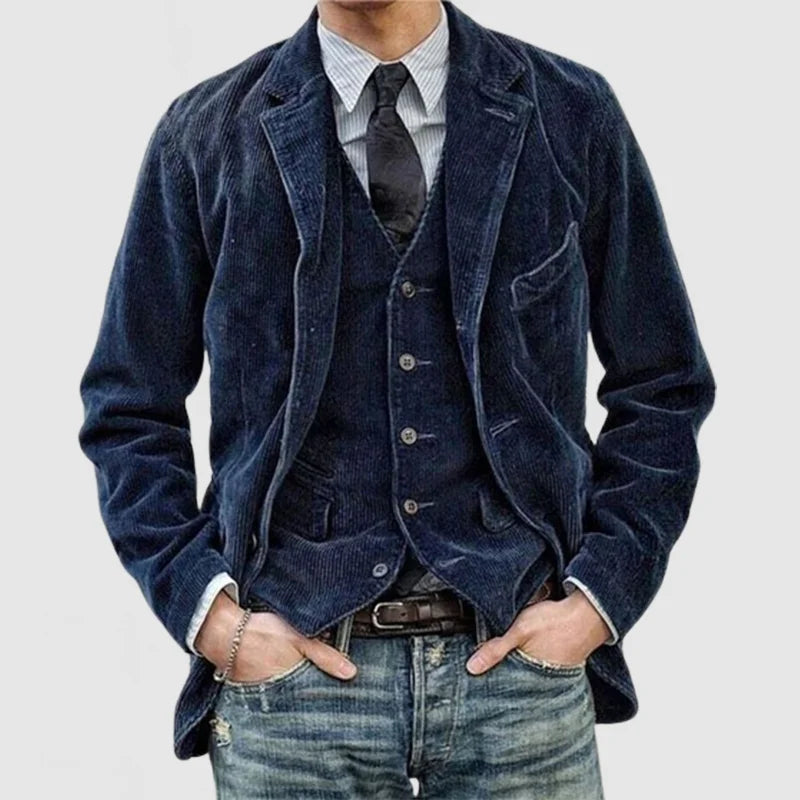 Vintage Corduroy Blazer mit Weste für Herren