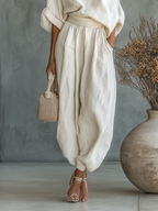 Leinen Set Off-Shoulder Hose