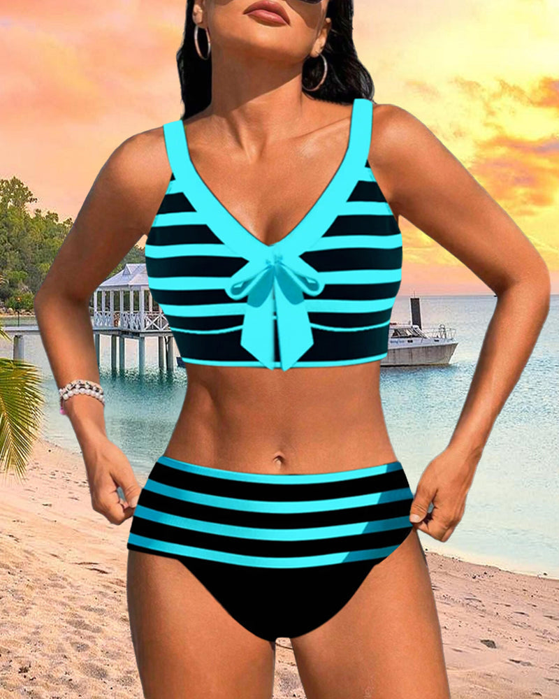 Laluna® | Gestreifter Bikini mit hoher Taille